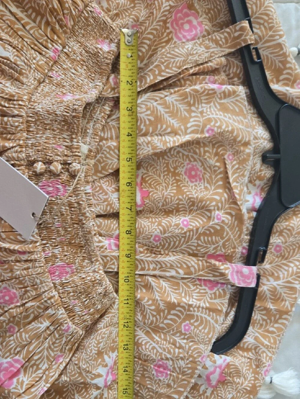 Talisman Pink Floral Tiered Top Brown & Pink Floral Fringe Decor
